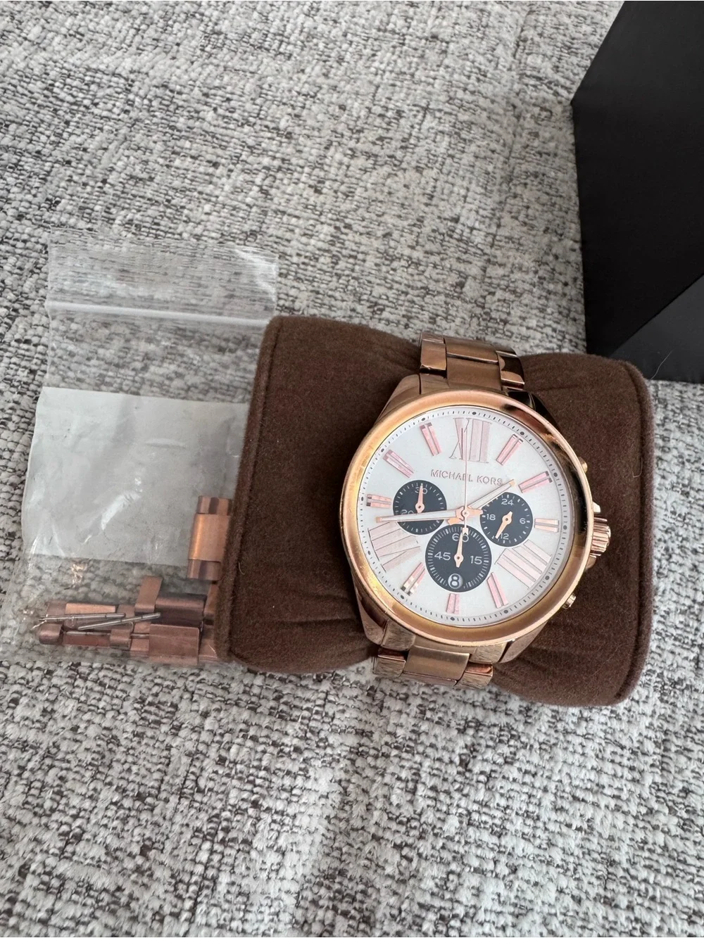 Michael Kors Rose Gold and White Chronograph Bracelet Watch